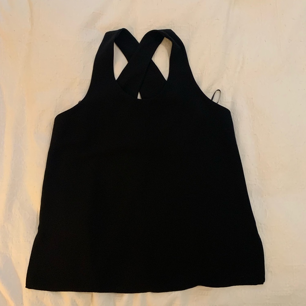 NWOT- MNG Elegant Black Cross-Back Tank Top